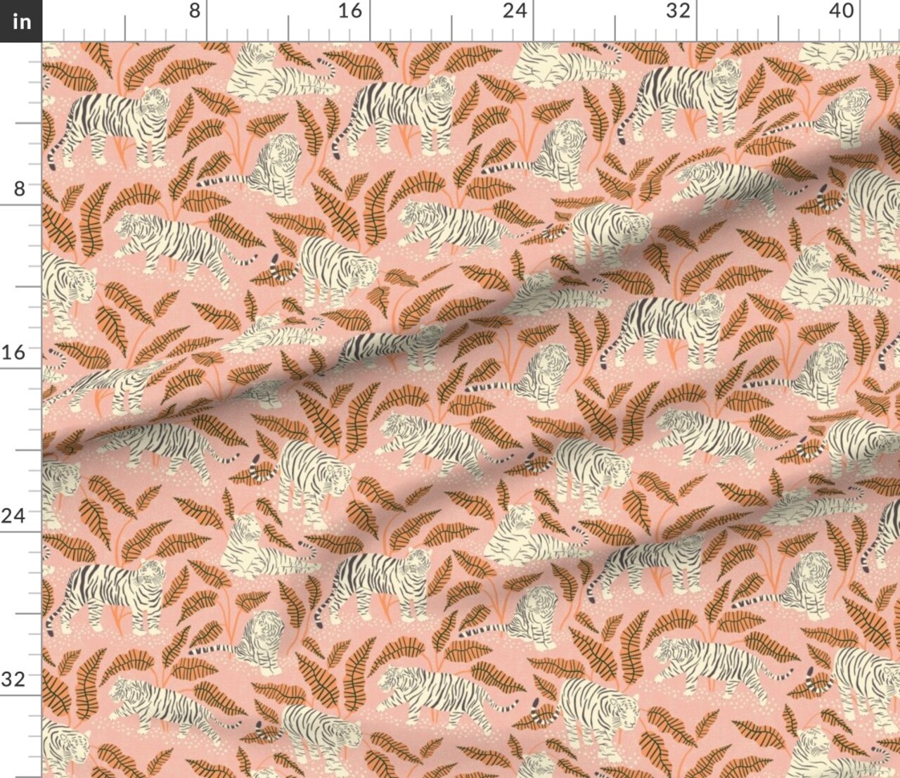 Maximalist Tiger Animal Print Whimsical Glam Jungle Cat Big Cat Zoo Jungle Pink Palm Banana Leaf Custom Printed Fabric by Spoonflower Various Fabrics by the Yard or Fat Quarter